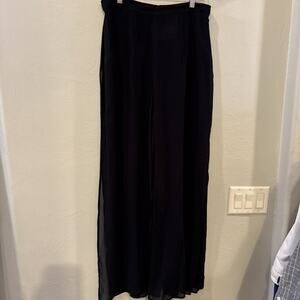 Vintage Tadashi Shoji Seaton Chiffon Palazzo Pants Womens 14 Black Layered Party